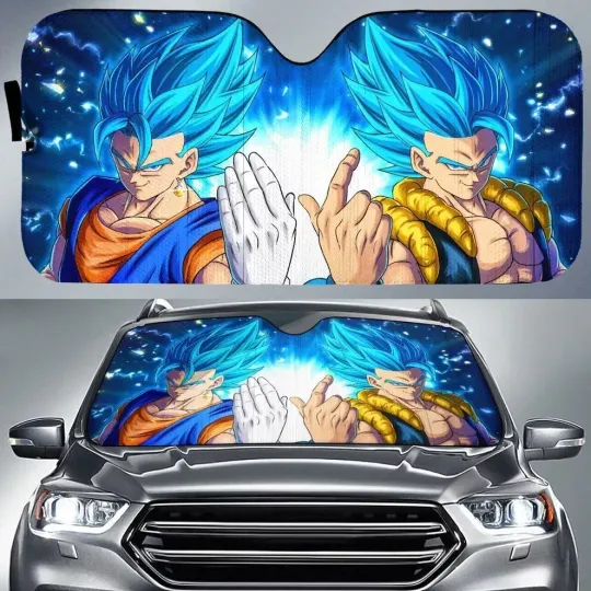 Discover Saiyan Blue Car Sunshade – Anime-Inspired Car Accessory