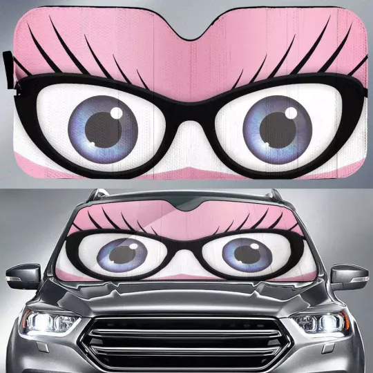 Discover Nerd Female Car Eyes Sun Shade Custom Car Accessories