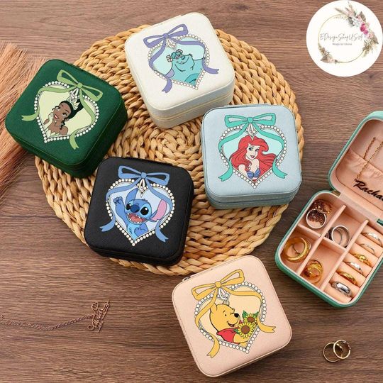 Discover Coquette Bow Heart All Characters Disneyyy Jewelry Box, Mickeyy and Friends Jewelry Box