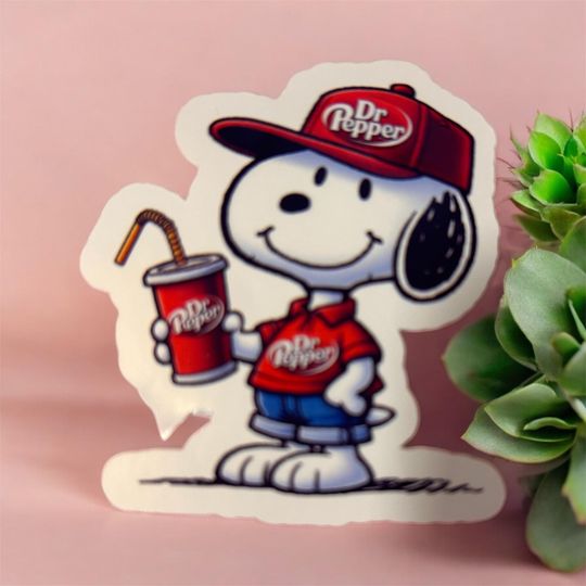 Discover snoopy with a Dr Pepper Sticker