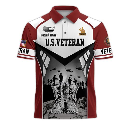 Discover All Over Printed Veteran Polo Shirt  Patriotic Polo for Men, Military Polo, American Flag Golf Polo