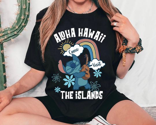 Discover Vintage Stitchh Aloha Hawaii Shirt, Lilo & Stitchh Ukulele Tee