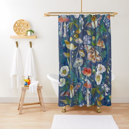 Discover Beetle Mushroom Moth Garden Shower Curtain