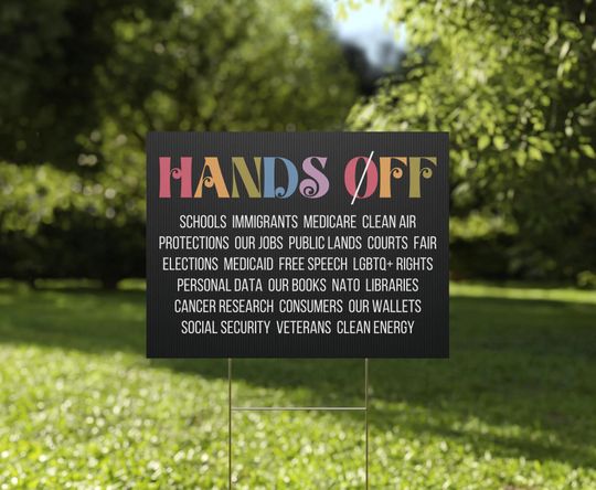 Discover Hands Off Protest Yard Sign, Political Activism Garden Sign, Save Public Lands Sign