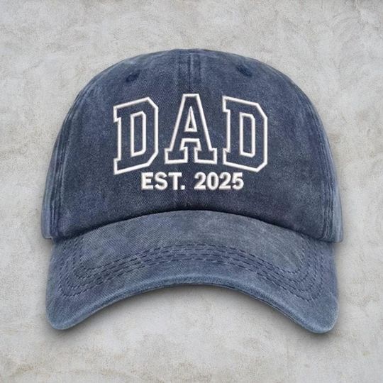 Discover Personalized Dad Embroidered Hat, Custom Father Hat with Est Year, Vintage Cap for New Dad