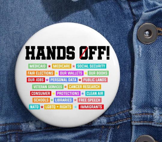 Discover Hands Off Protest Anti Trump Pin Buttons