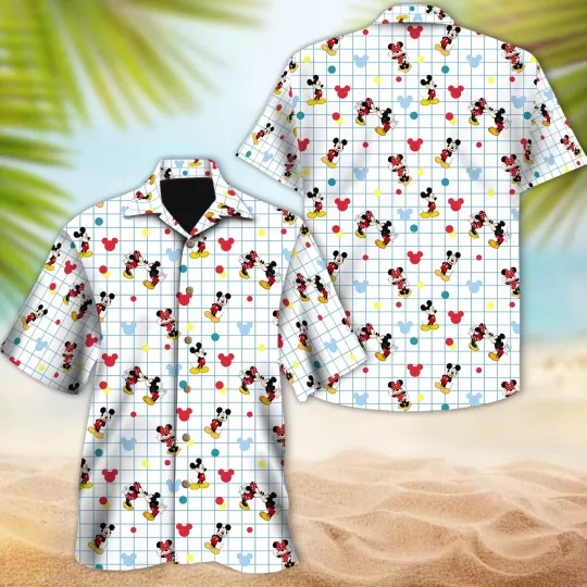Discover Disneyyy Mickeyy And Minniee Hawaiian Shirt, Mickeyy And Friends Button Up Shirt