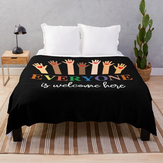 Discover Everyone Is Welcome Here Funny Idaho Teacher Throw Blanket