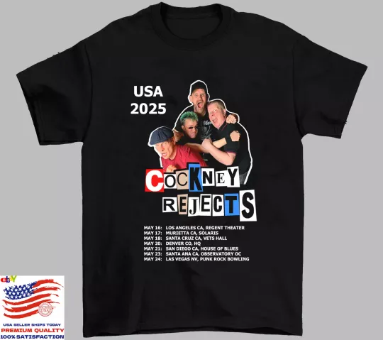 Discover Cockney Rejects band On Tour USA 2025 T Shirt