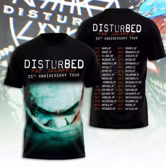 Discover Disturbed 2025 Tour 3D T Shirt