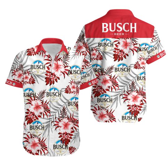 Discover Busch Light tropical red Unisex Hawaiian Shirt
