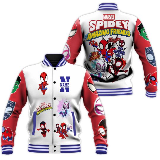 Discover Personalized Spidey And His Amazing Friends Varsity Jacket, Varsity Jacket