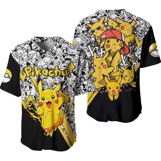 Discover Pika Baseball Jersey Shirt Japanese Anime Jersey Pika Shirt Gift