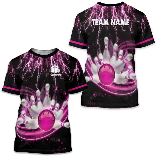 Discover Funny Customize Name Team Name Bowling Team Men's T-Shirt