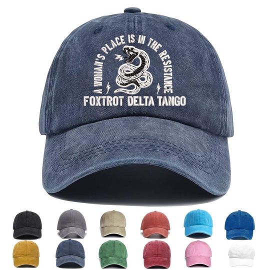 Discover Foxtrot Delta Tango Snake Embroidered Hat, Anti-Trump Hat, Political Statement Cap