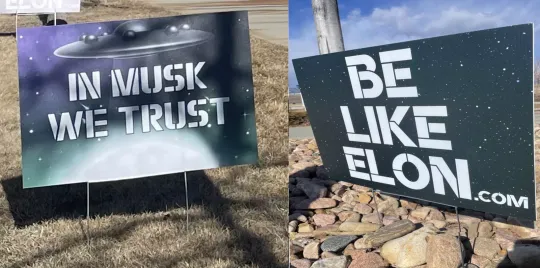 Discover Elon Musk Yard Sign - In Musk We Trust - Two Sided