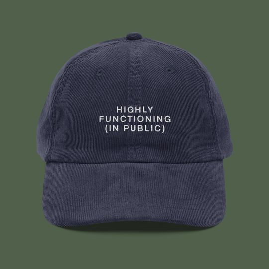 Discover Highly Functioning (In Public) Embroidered Corduroy Hat