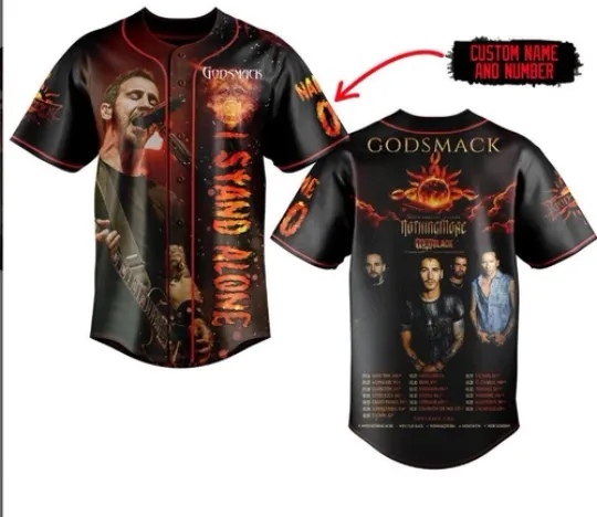 Discover Godsmack I Stand Alone Tour Personalized Baseball Jersey