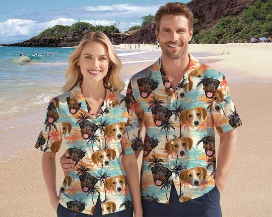 Discover Personalized Photo Hawaiian Shirt, Custom Dog Cat Face Hawaii Shirt, Custom Hawaii Shirt