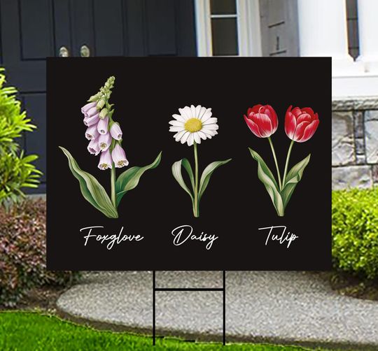 Discover Foxglove Daisy Tulip Yard Sign - Resist Hate Lawn Sign, FDT, Anti-Trump Sign, Resist Racism