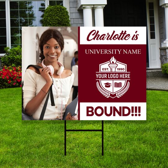 Discover Personalized College Bound Yard Sign with Photo, College Logo Sign