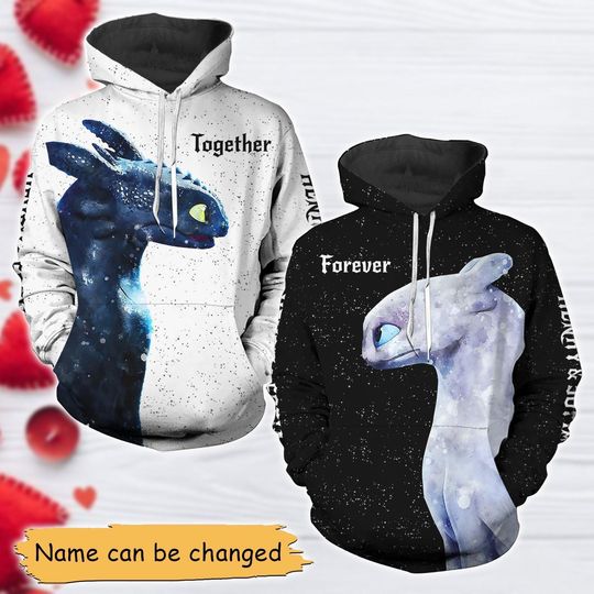 Discover Couple Night Fury and Light Fury Hoodie, Custom Toothless Couple Hoodie, Couple Gifts