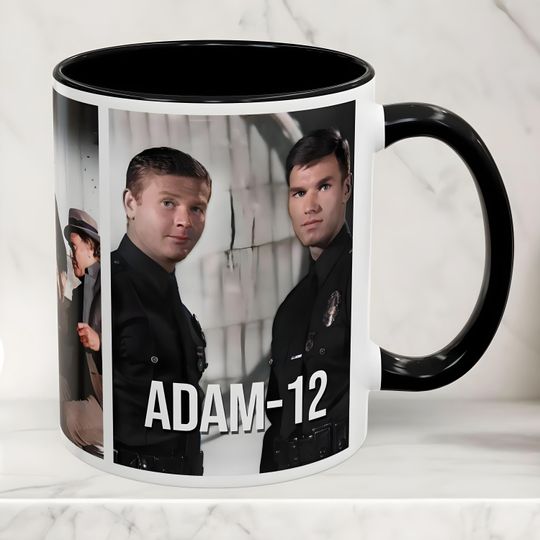 Discover Adam-12 Police Drama Accent Coffee Mug 11 oz., LAPD Officers Pete Malloy and Jim Reed TV Show