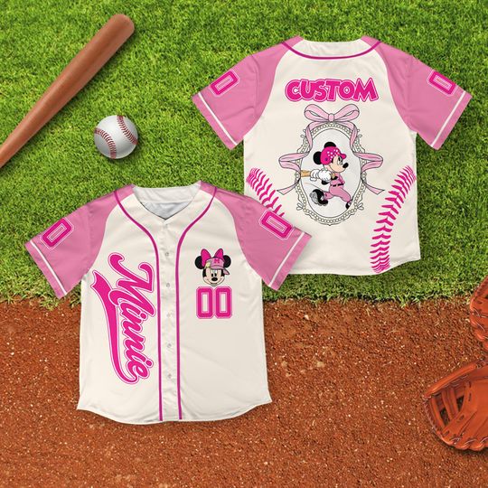 Discover Custom Coquette Bow Disneyyy Minniee Mouse Vintage Baseball Jersey, Minniee Mouse Baseball Jersey