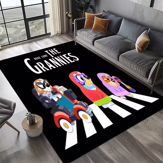 Discover Blueys Family Cartoon Dog Rug for Living Room