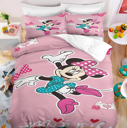 Discover Cartoon Minniee Duvet Cover Mickeyy Minniee Mouse Kids Bedding Set