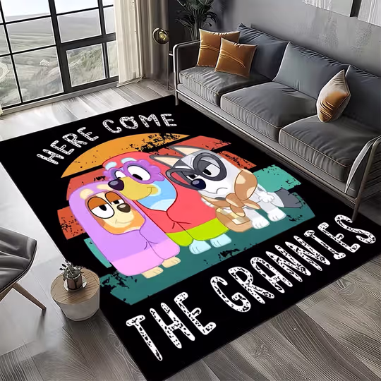 Discover Blueys Cartoon Here come gannies Rug for Living Room