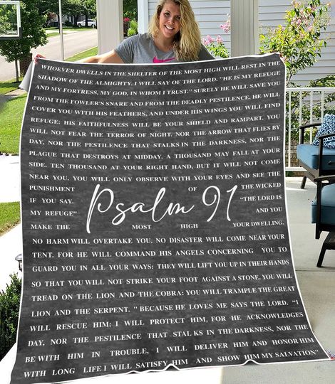 Discover Psalms 91 Scripture Christian Throw Blanket