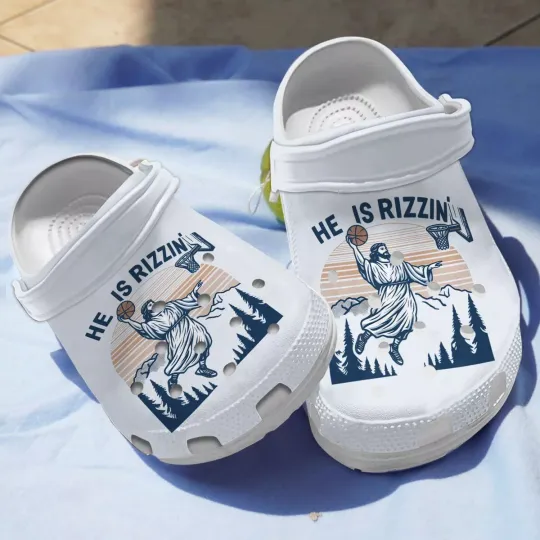 Discover He Is Rizzin Jesus Basketball Clogs Shoes