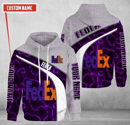 Discover Personalized Fedex White Purple Custom All Over Print 3D Hoodie HOT HOT