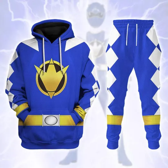 Discover 3D Power Ranger Dino Thunder Blue Custome Hoodie and Jogger Set