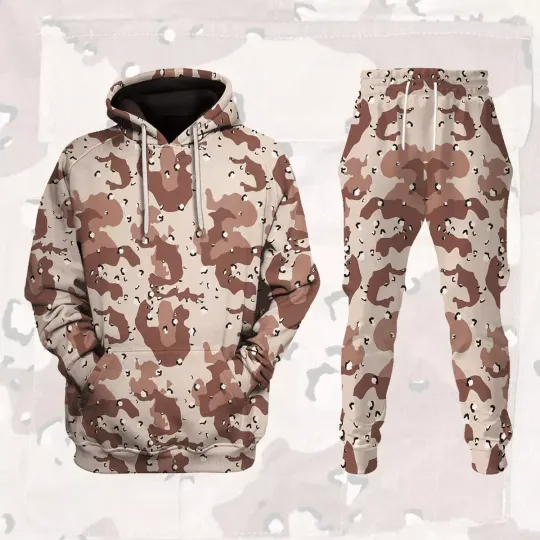 Discover Battle Dress Uniform Camo American Chocolate Chip Desert Hoodie and Jogger Set