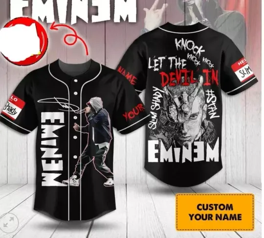Discover Eminem Let The Devil In Personalized baseball jersey, new 3d gift