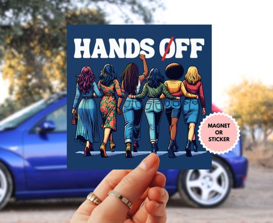 Discover Hands Off Protest Car Magnet or Bumper Sticker, Political Activism