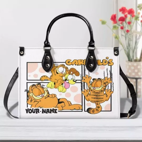 Discover Personalized Garfield Cat Leather Handbag, Garfield Cat Cartoon Lovers Gift