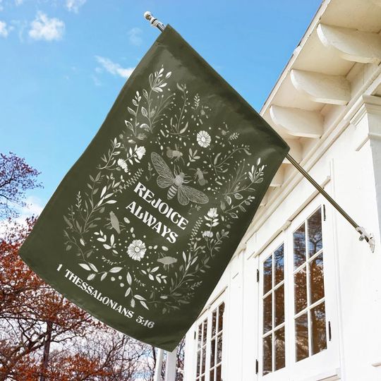 Discover Rejoice Always Flag, Mystical Christian House Flag, Faith Bible Verse Flag