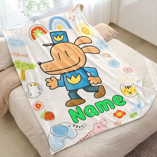 Discover Dog Man Gift Blanket, Personalized Your Kid's Name on Blanket Gift, Birthday and Holiday Kids Blanket Gift