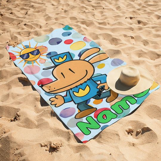 Discover Personalize Dog Police Man Towel Gift for Summer, Beach, Swim, Boys Girls Kids Birthday Holiday Gift