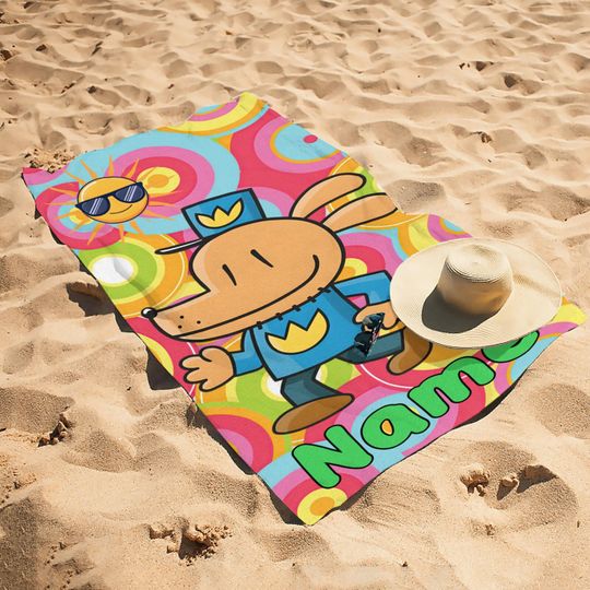 Discover Personalize Dog Police Man Towel Gift for Summer, Beach, Swim, Boys Girls Kids Birthday Holiday Gift