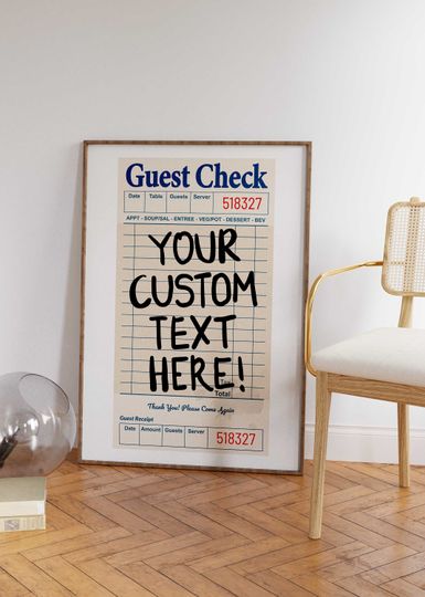 Discover Customize Guest Check Poster, Aesthetic Typographic Preppy Prints, Custom Quotes Poster