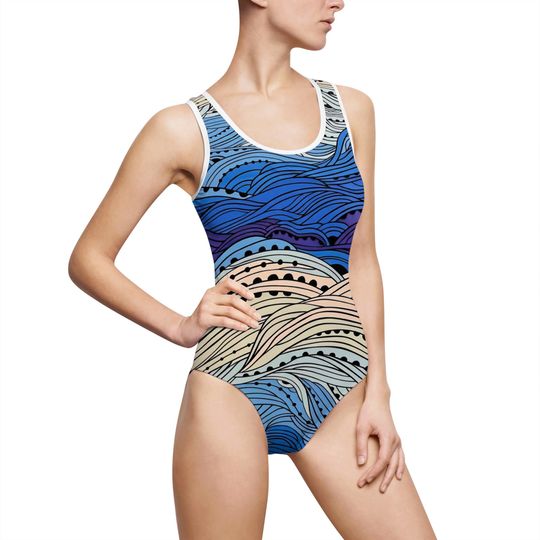 Discover Ocean Waves Women's One-Piece Swimsuit, Beachwear, Swim Fashion, Summer Vacation, Pool Party, Ocean Lover Suit
