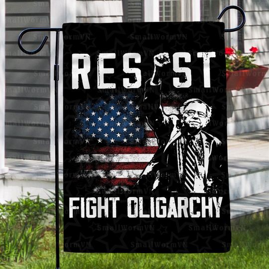 Discover Resist Bernie Sanders Fight Oligarchy Freedom Protest Flag