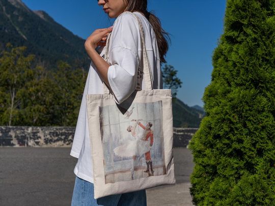 Discover Ballerina & Male Ballet Dancer Tote Bag - Cute Tote Bags, Aesthetic Tote Bag