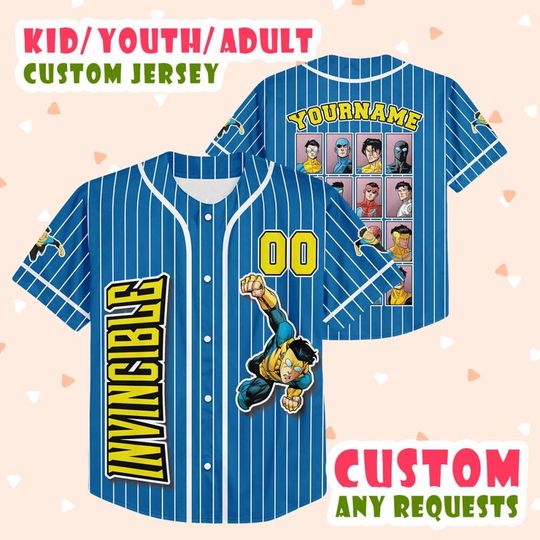 Discover Custom Invincible Characters Cartoon Movie Baseball Jersey, Custom Invincible Heros