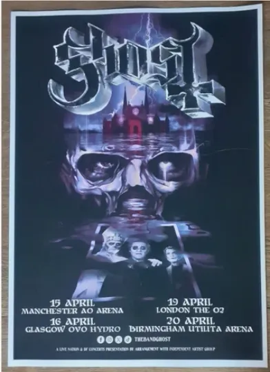 Discover Ghost - live band music show 2025 UK TOUR  poster