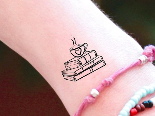 Discover Books Tea Cup Temporary Tattoo